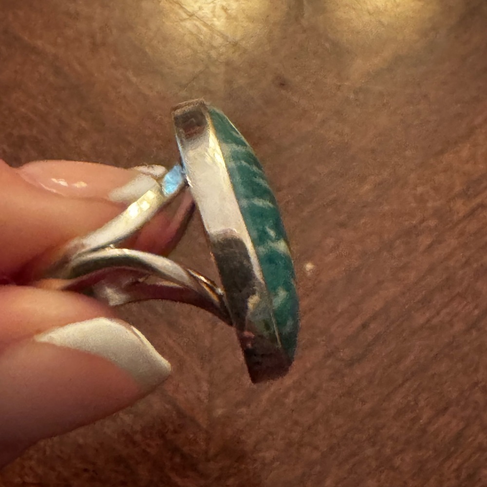Sterling Silver And Large Amazonite Ring - image 6